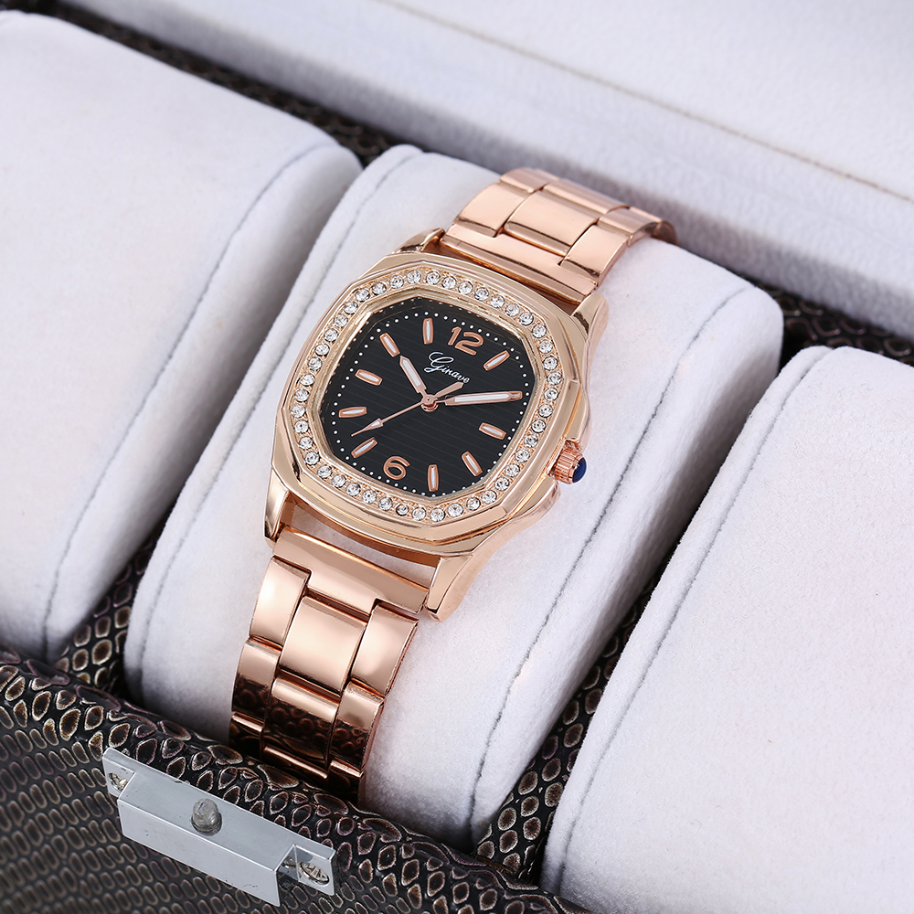 classic solid color stainless steel strap inlaid rhinestone Womenu0027s watch