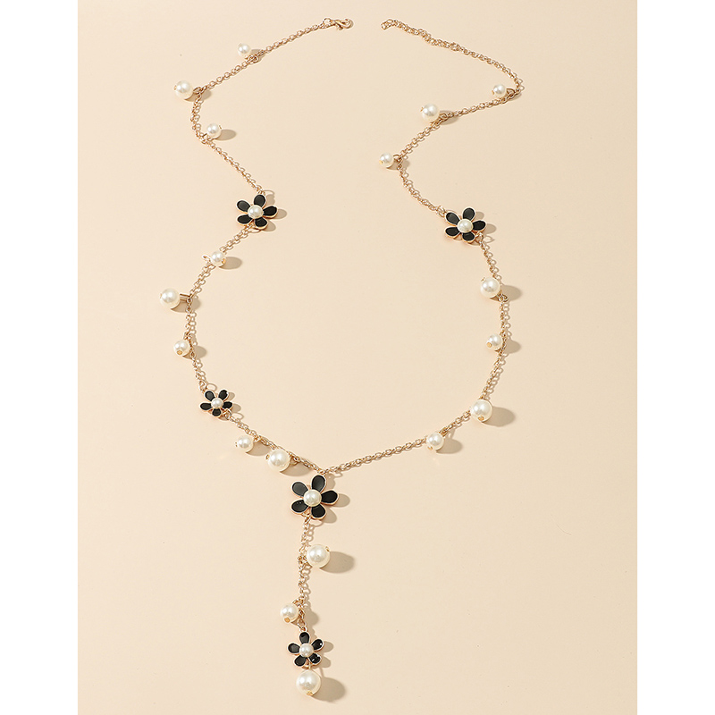 Fashion Flower Alloy Inlay Artificial Pearl Necklace 1 Piece