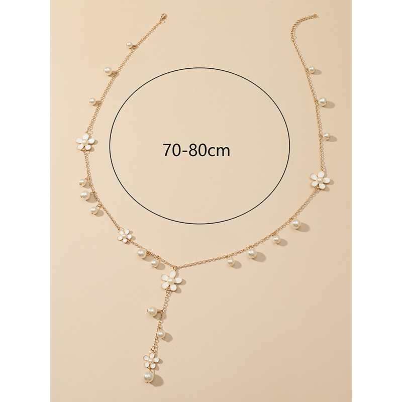 Fashion Flower Alloy Inlay Artificial Pearl Necklace 1 Piece