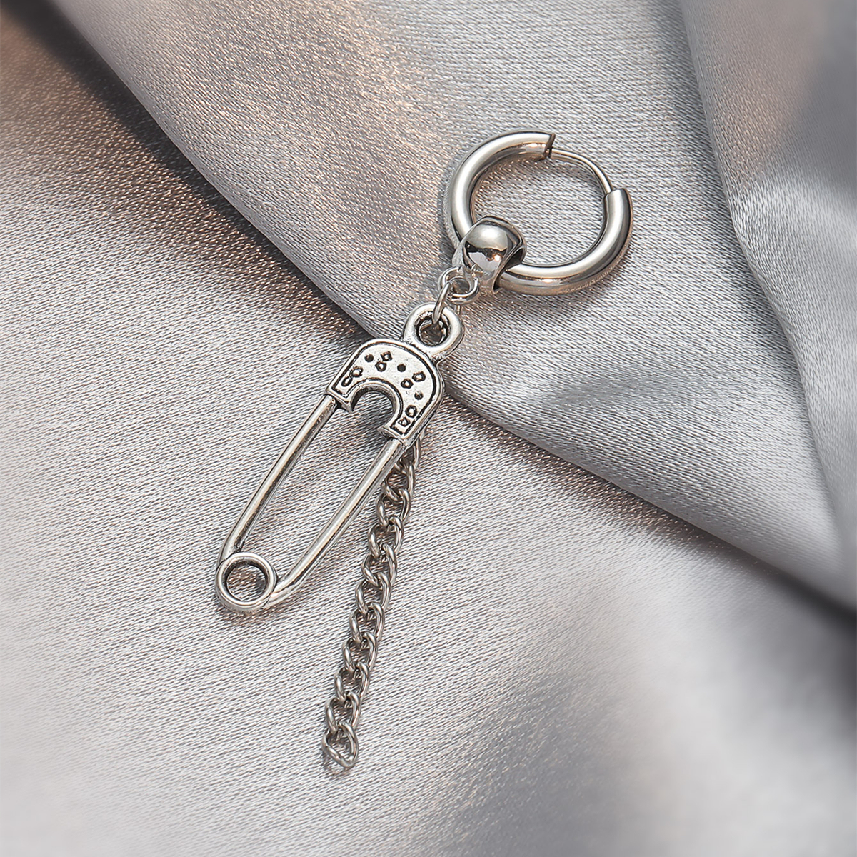 Fashion Stainless Steel Clip Buckle Retro Long Earrings