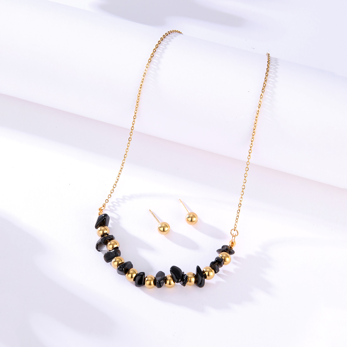 Fashion Geometric Stainless Steel Patchwork Plating Earrings Necklace 1 Piece