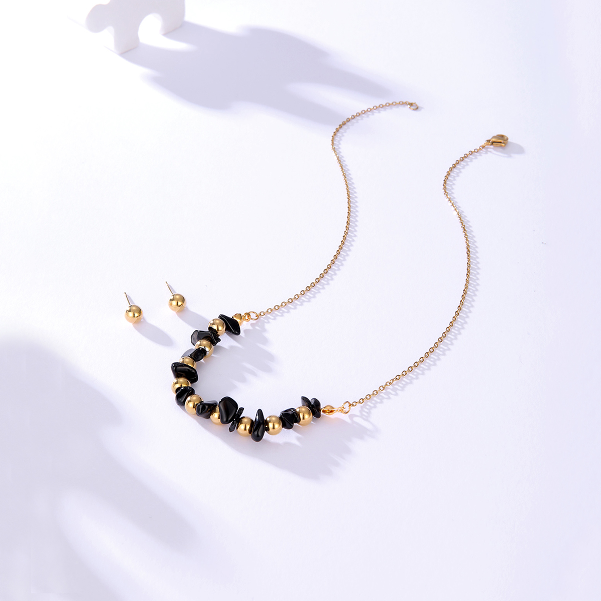 Fashion Geometric Stainless Steel Patchwork Plating Earrings Necklace 1 Piece