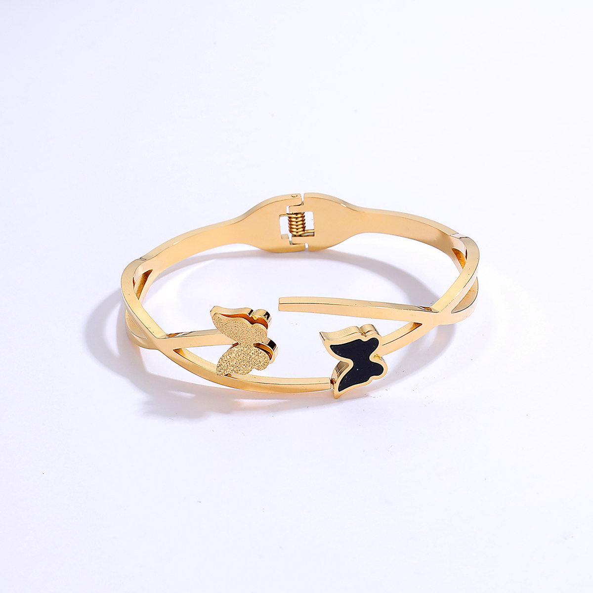 Simple Style Butterfly Stainless Steel Bangle Gold Plated Stainless Steel Bracelets 1 Piece