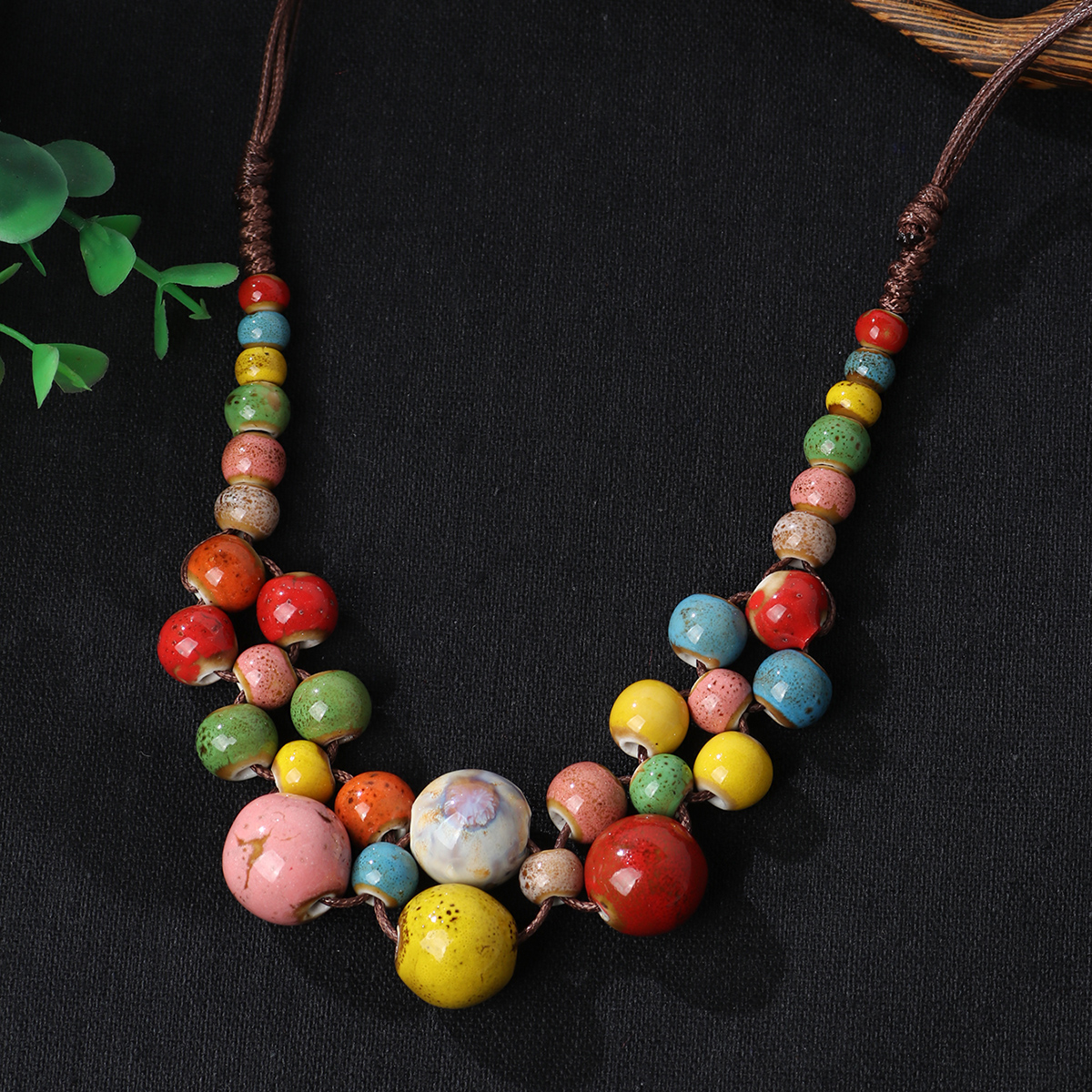 Ethnic Style Beaded Circle Necklace Festival Beaded Unset