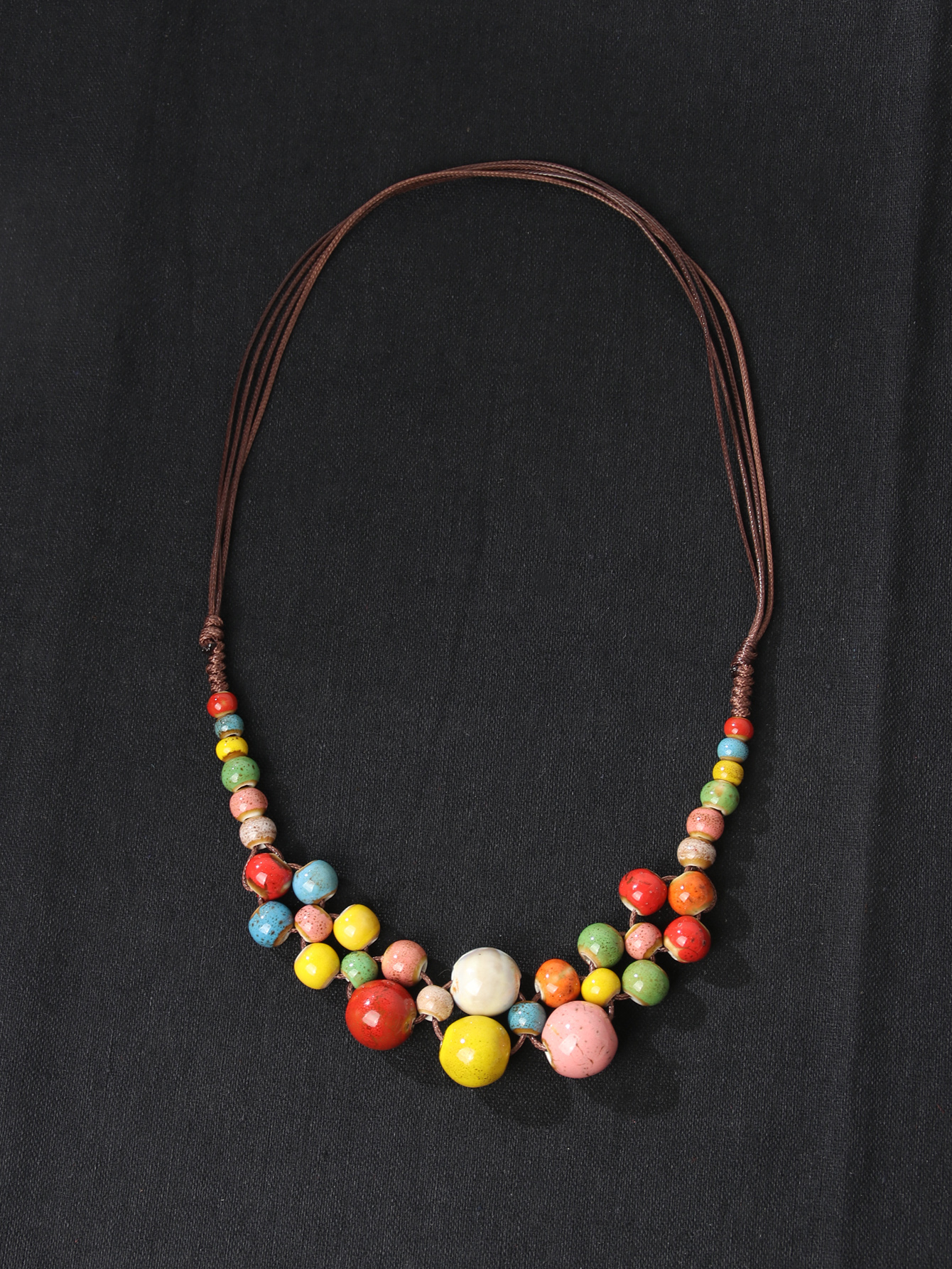 Ethnic Style Beaded Circle Necklace Festival Beaded Unset