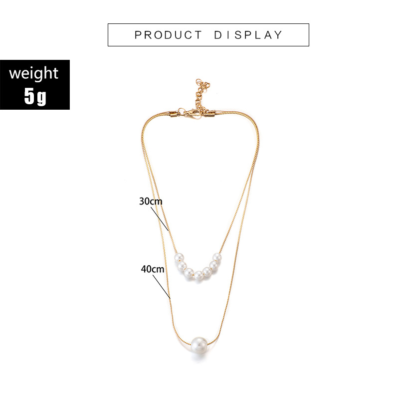 Simple style Geometric Pearl Chain Double-Layer alloy Necklace