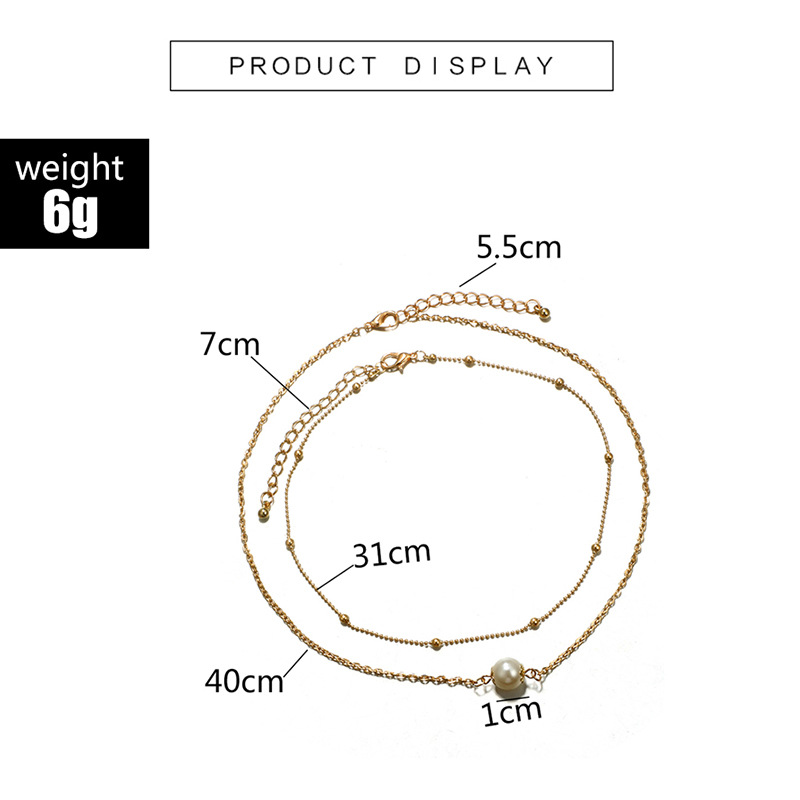 Simple style Geometric Pearl Chain Double-Layer alloy Necklace