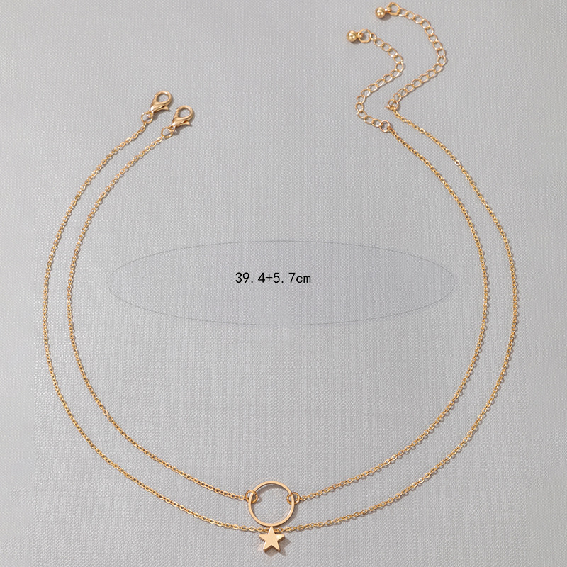 Simple style Geometric Pearl Chain Double-Layer alloy Necklace