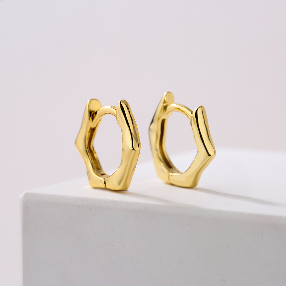 Copper Plating 18K Gold Geometric polygon circle Earrings