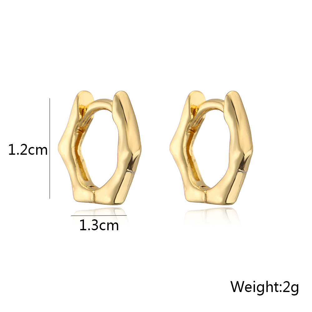 Copper Plating 18K Gold Geometric polygon circle Earrings