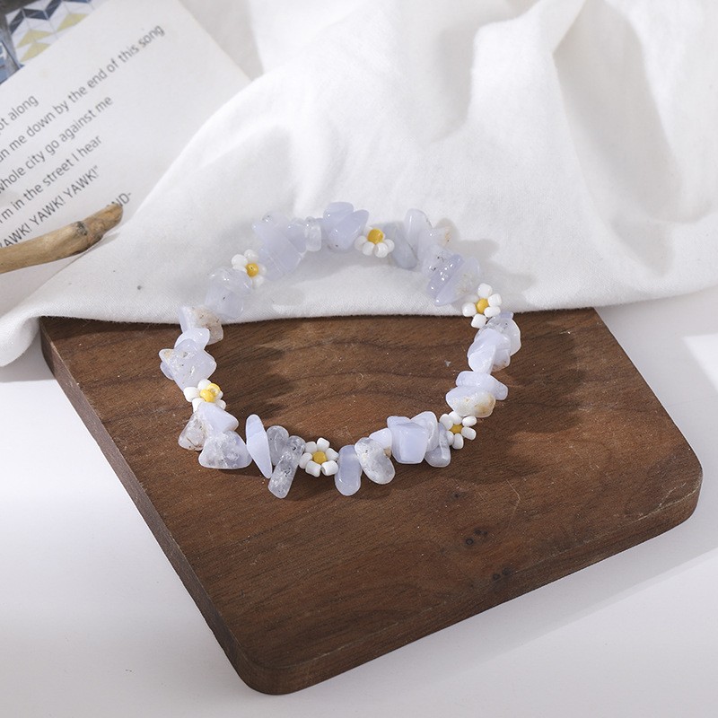 simple style light purple gravel Small Chrysanthemum stitching Bracelet