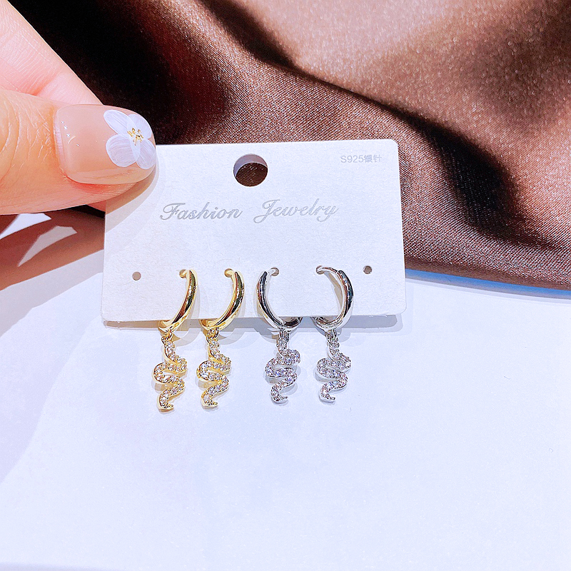 Trendy Refined Zircon Micro Inlaid Cute Small Snakes Ear Clip Wholesale