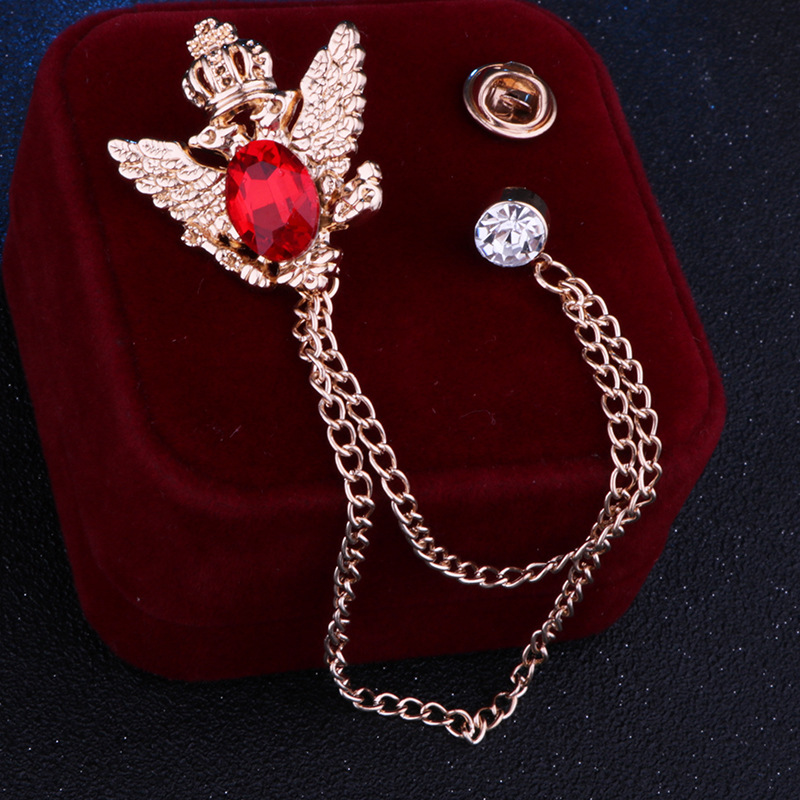 fashion new shape crown wings Chain Eagle inlaid rhinestone alloy Brooch