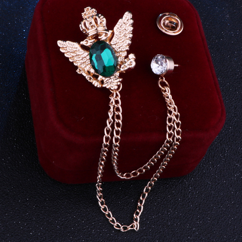 fashion new shape crown wings Chain Eagle inlaid rhinestone alloy Brooch