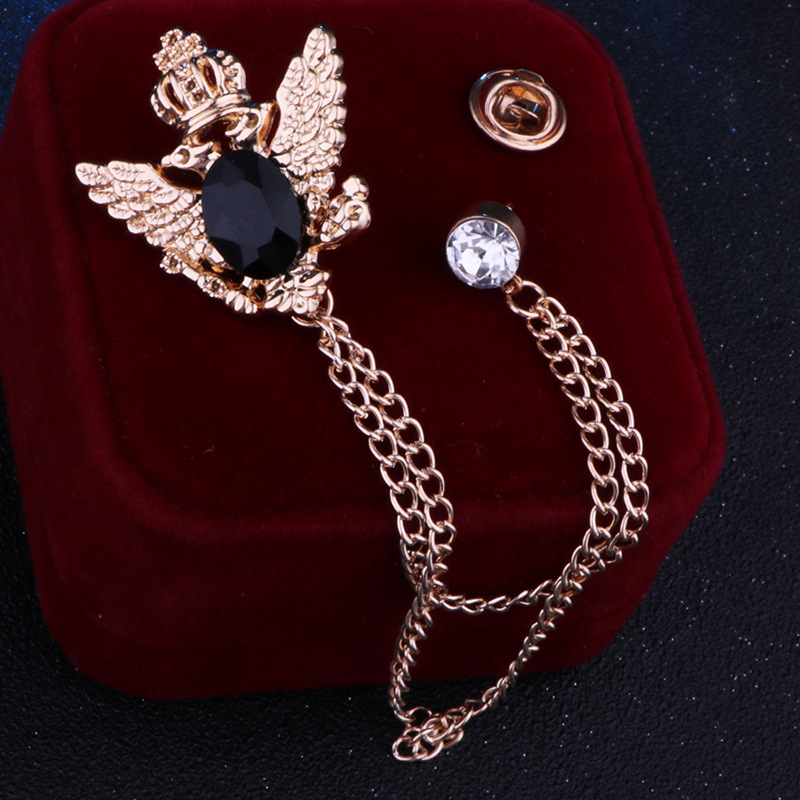 fashion new shape crown wings Chain Eagle inlaid rhinestone alloy Brooch