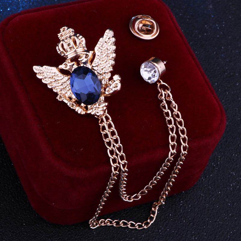fashion new shape crown wings Chain Eagle inlaid rhinestone alloy Brooch