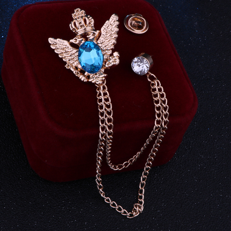 fashion new shape crown wings Chain Eagle inlaid rhinestone alloy Brooch
