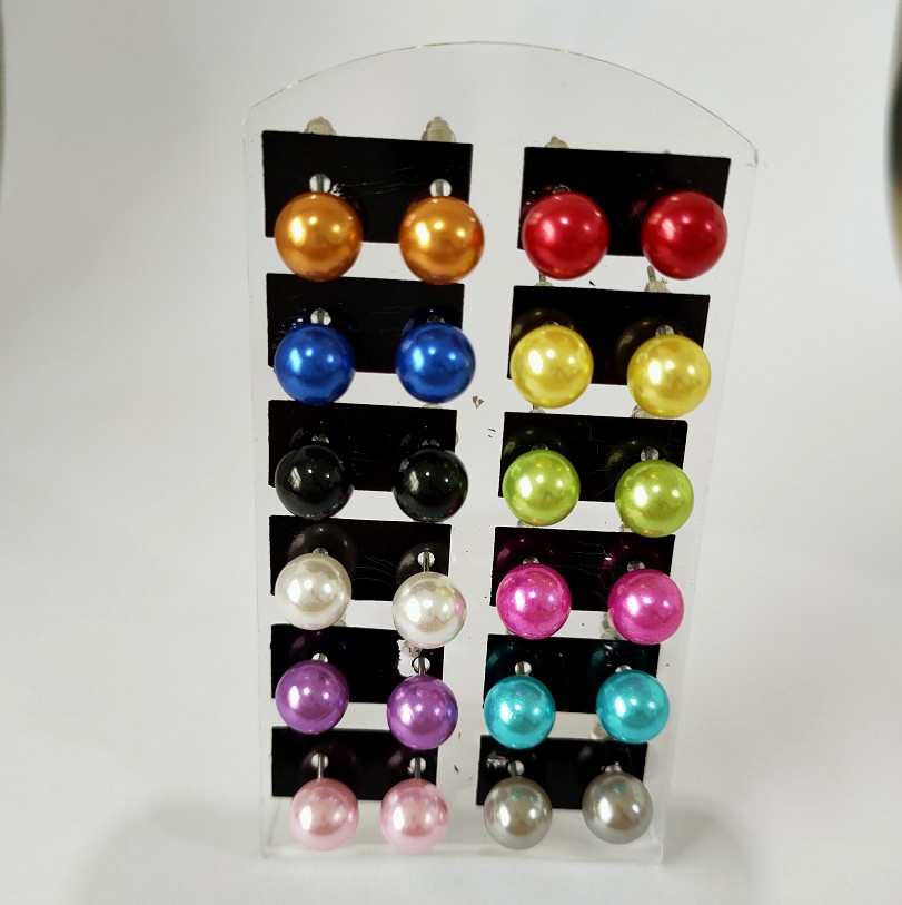 8mm Multicolor Simple Fashion Pearl Stud Earrings Set