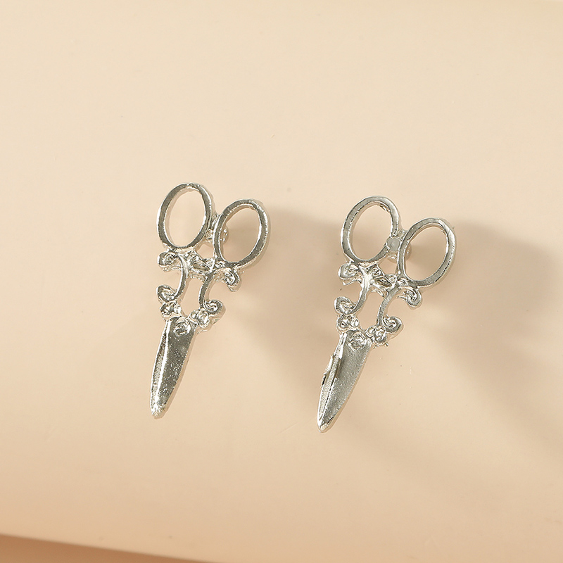 Simple Fashion Clipper Scissors Shaped Alloy Ear Studs