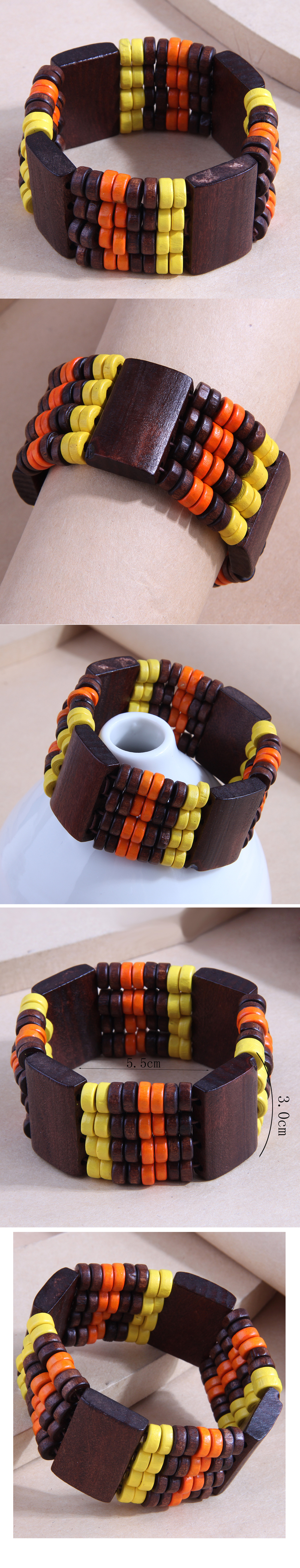 Fashion Bohemian National Style Wooden Simple  Bracelet