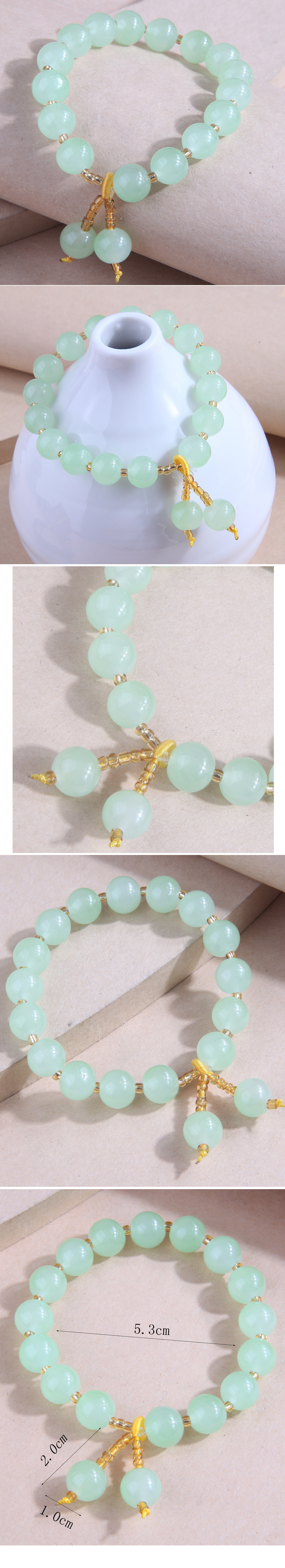 Fashion Simple Jelly Color Jade Bead Simple Bracelet