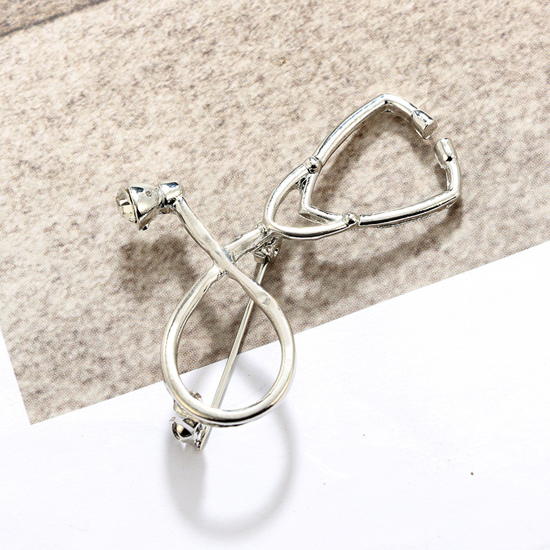 New Fashion Creative Stethoscope Geometric Shape Alloy Brooch Pin
