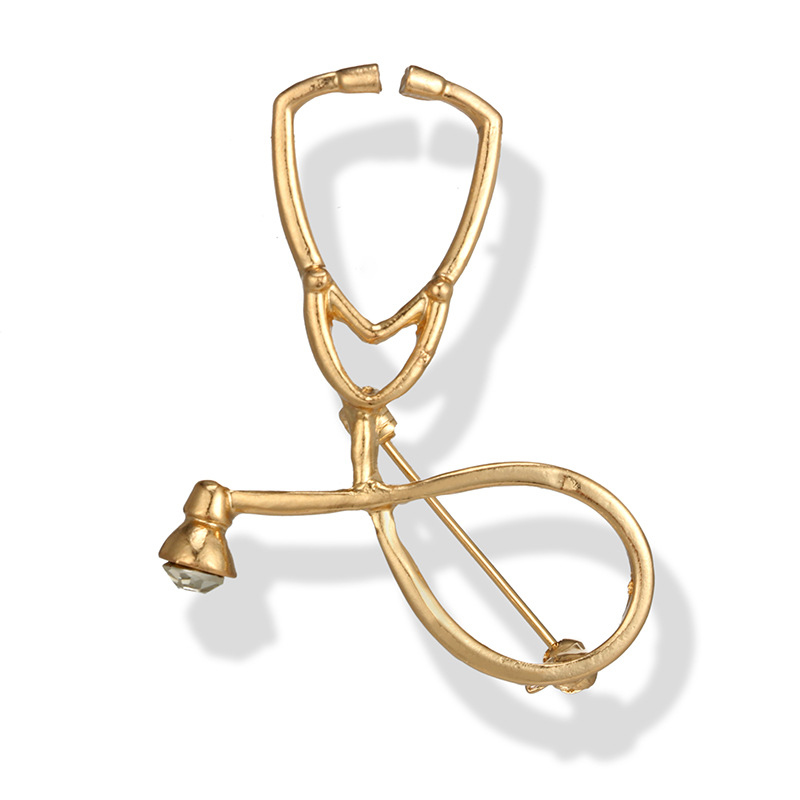 New Fashion Creative Stethoscope Geometric Shape Alloy Brooch Pin