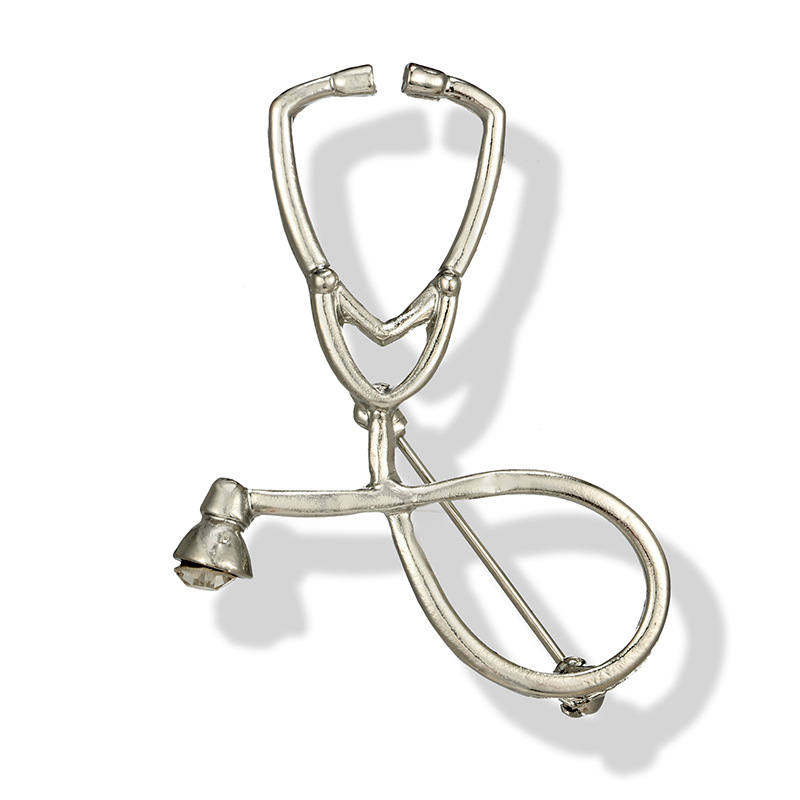 New Fashion Creative Stethoscope Geometric Shape Alloy Brooch Pin