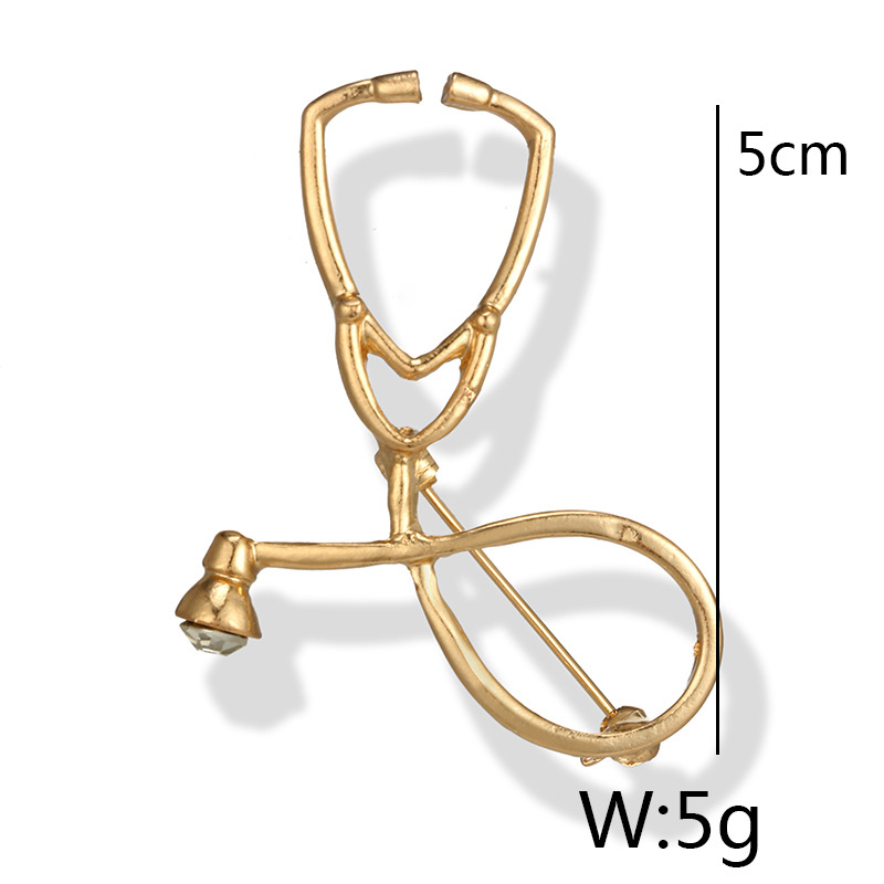 New Fashion Creative Stethoscope Geometric Shape Alloy Brooch Pin