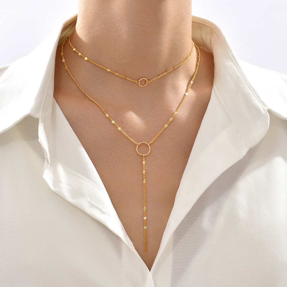 Fashion Elegant Geometric Y-Shape Multi-Layer Clavicle Chain Necklace