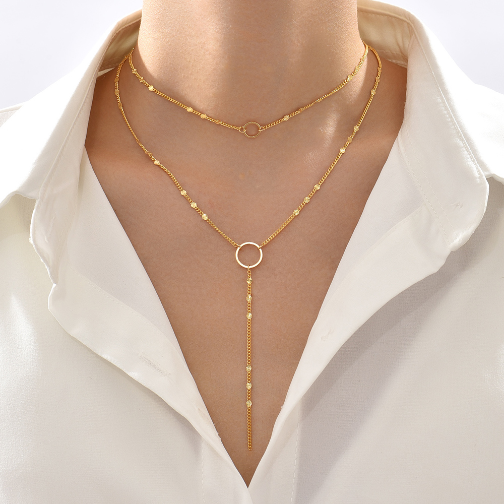 Fashion Elegant Geometric Y-Shape Multi-Layer Clavicle Chain Necklace