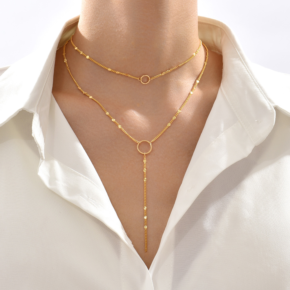 Fashion Elegant Geometric Y-Shape Multi-Layer Clavicle Chain Necklace