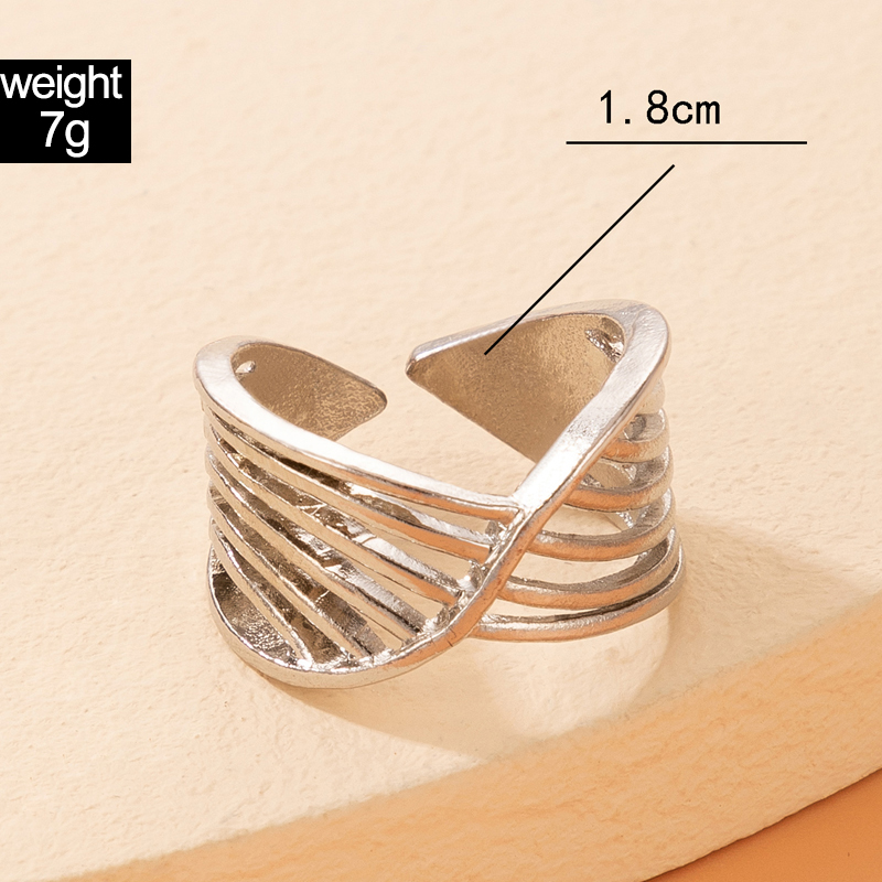 Fashion Simple Hollow Multi-layer Geometric Shape Single Alloy Ring