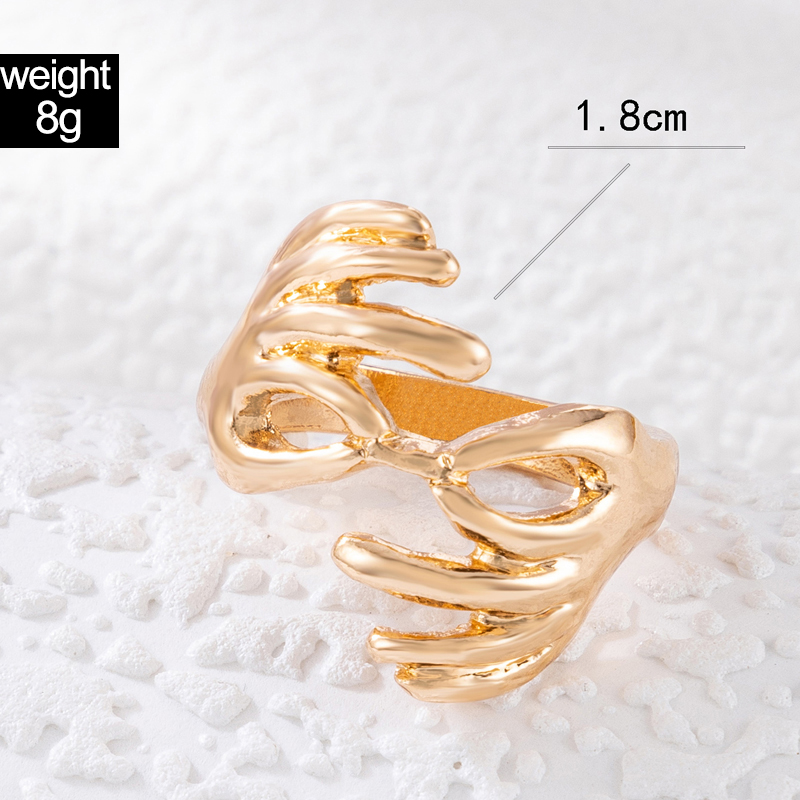 Fashion Simple Palm Hug Single Solid Color Alloy Ring Women
