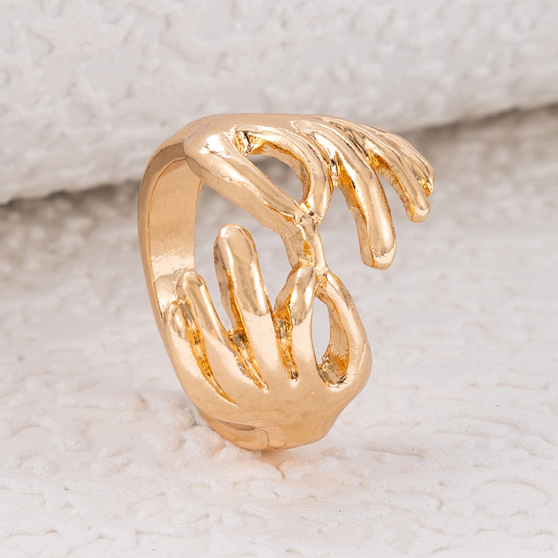 Fashion Simple Palm Hug Single Solid Color Alloy Ring Women