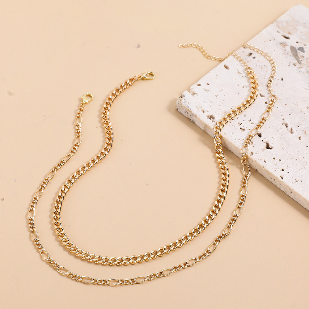 Fashion Simple Geometric Double-Layer Chain Alloy Necklace