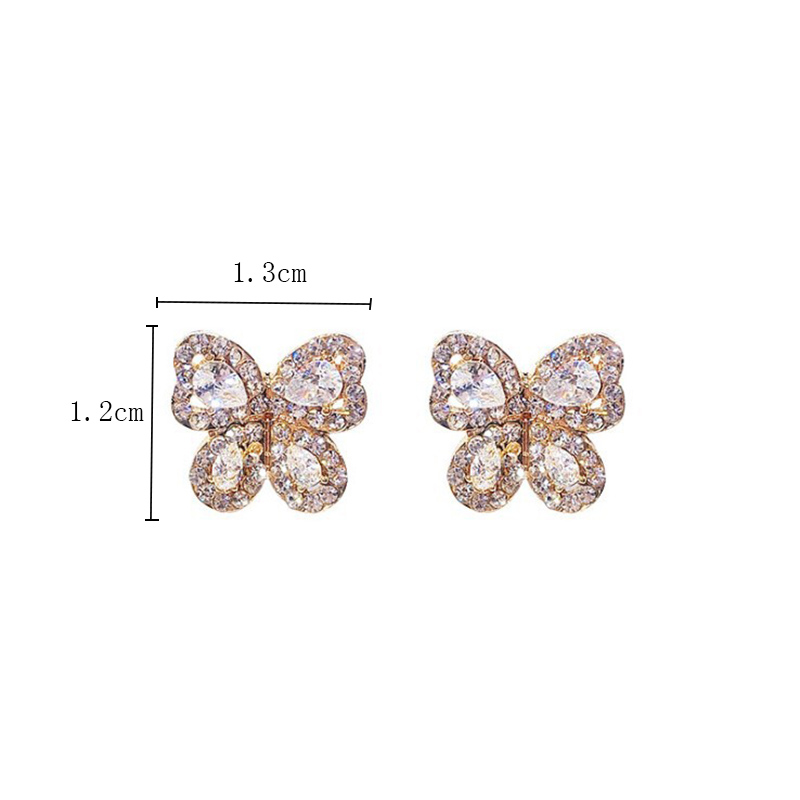 Fashion Elegant Rhinestone Inlaid Butterfly Pattern Studs Ornament