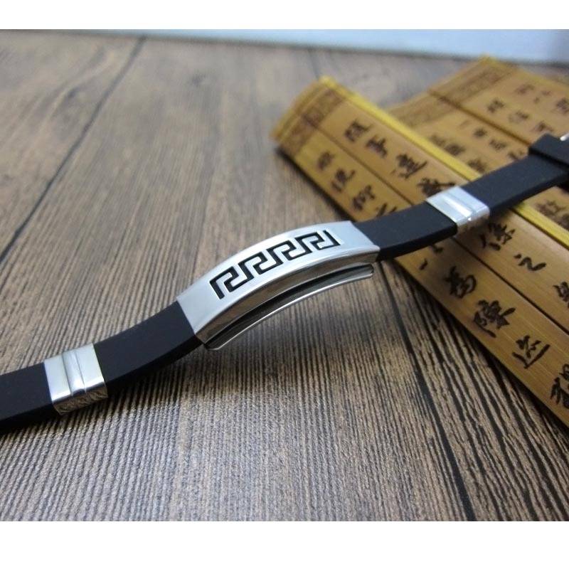 Fashion Classic Cross Men and Women Silicone Stainless Steel Bracelet
