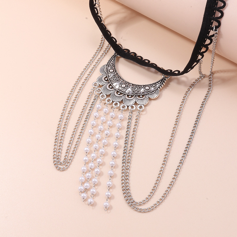 Vintage Ethnic Style Tassel Pearl lace leg chain