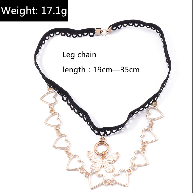 fashion Butterfly Pendant Hollow Heart lace Leg Chain