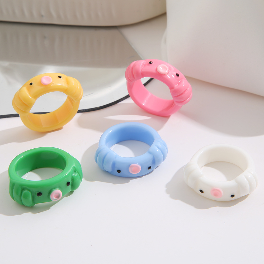 New Creative pink blue Cartoon Octopus shape Resin Ring