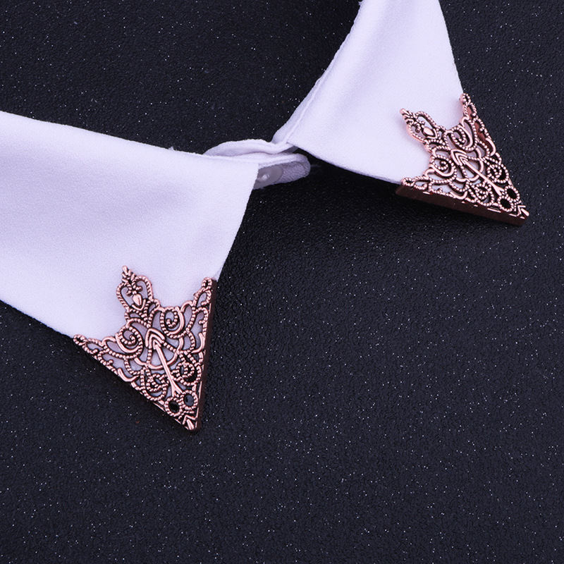 Retro style Triangle hollow geometric pattern Collar Pin brooch