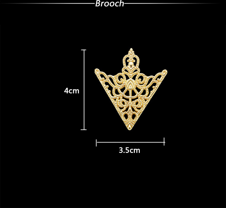 Retro style Triangle hollow geometric pattern Collar Pin brooch