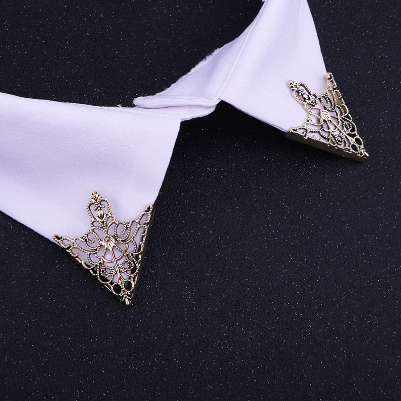 Retro style Triangle hollow geometric pattern Collar Pin brooch