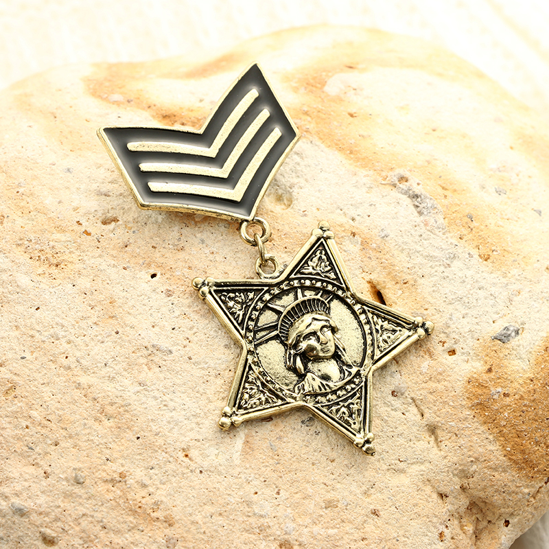 Clothing Decorative Jewelry Vintage Head Portrait Star Shaped Brooch