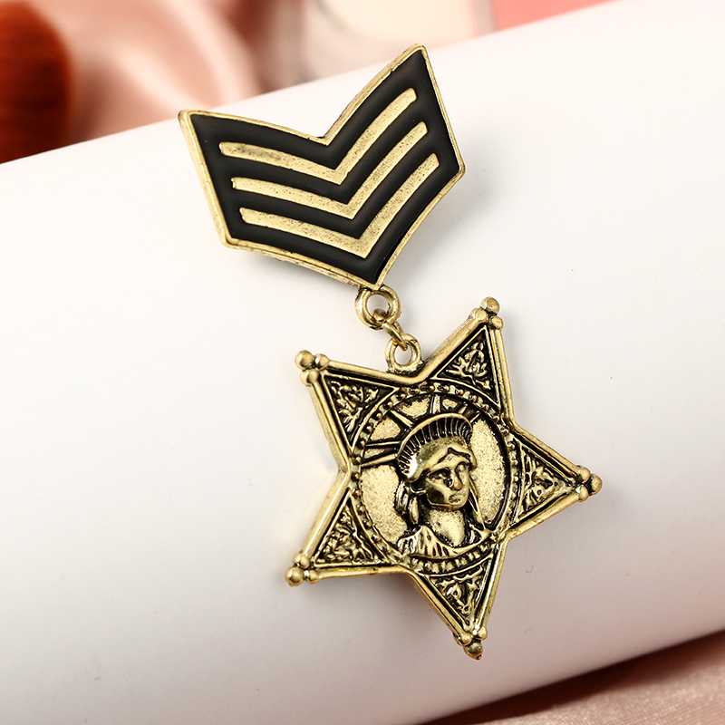 Clothing Decorative Jewelry Vintage Head Portrait Star Shaped Brooch