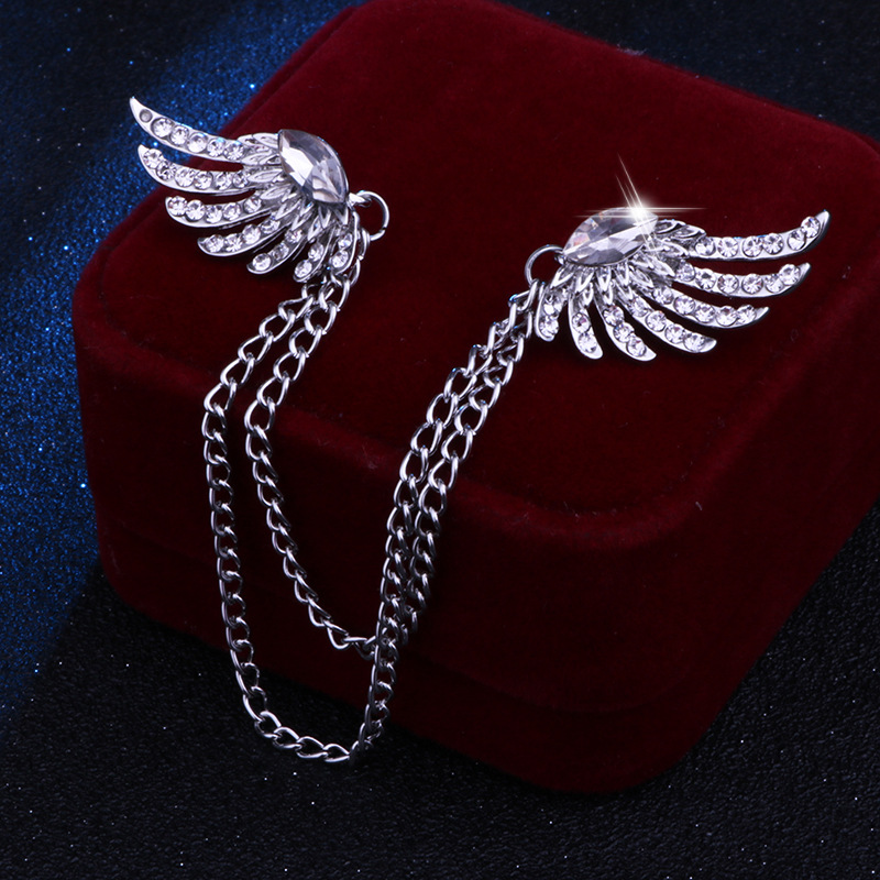 new style Collar Pin Angel Wings inlaid rhinestone alloy Brooch
