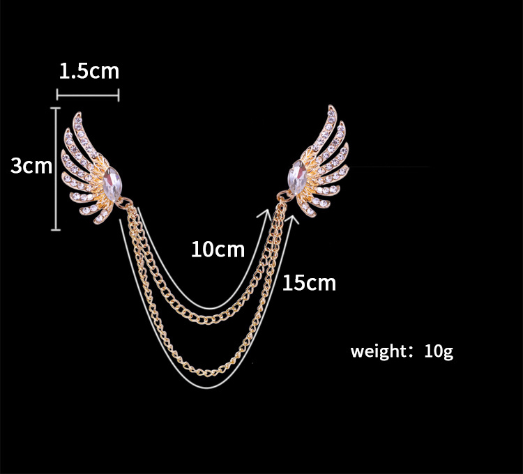 new style Collar Pin Angel Wings inlaid rhinestone alloy Brooch