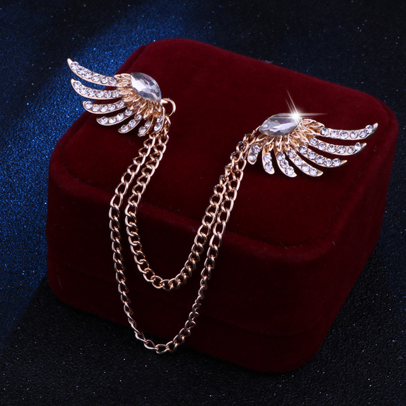 new style Collar Pin Angel Wings inlaid rhinestone alloy Brooch