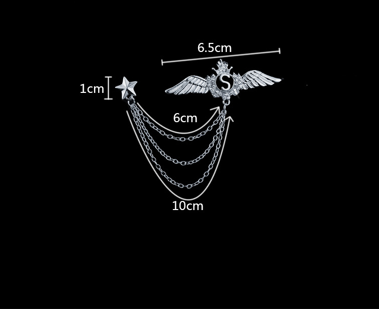 retro style Angel Wings hollow letter chain alloy Brooch